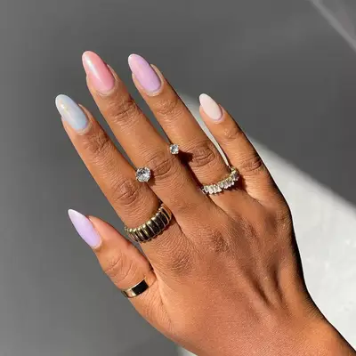 shimmery pastel nails