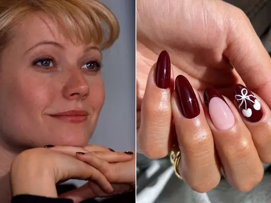 Gwyneth Paltrow with vampy red 90s manicure
