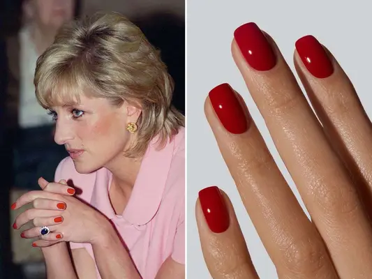 Princess Diana Red 90s Nail Trend