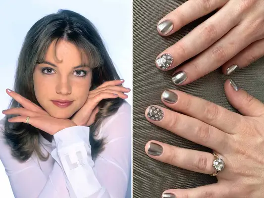 Britney Spears Metallic 90s Nail Trend