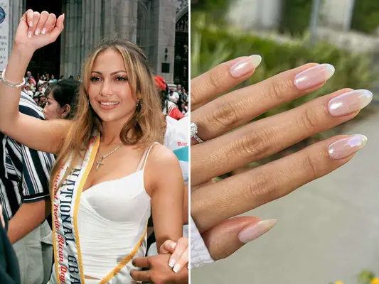 Jennifer Lopez with Chrome 90s Nail Trend