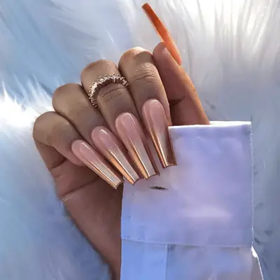 French manicure with gradient metallic french tip