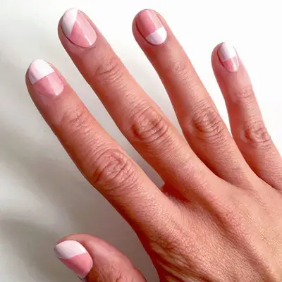 Two-Tone pale pink and dark pink manicure