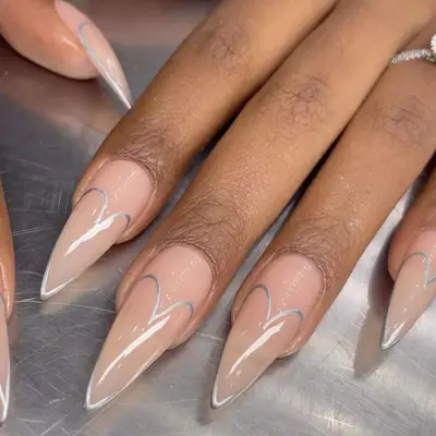 Heart Accent Almond Nails