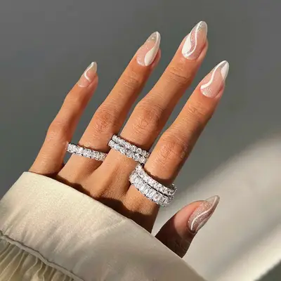 Jelly Sparkle Wedding Nails