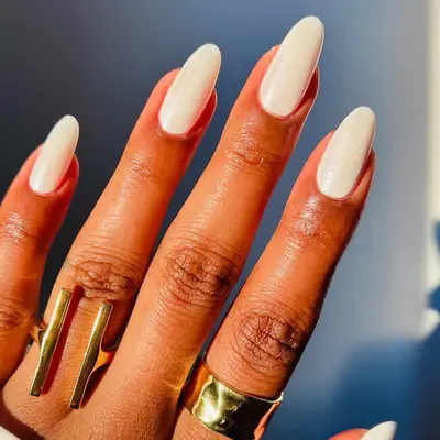 White Shimmer Wedding Nails