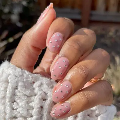 Diamond Dotted Wedding Nails