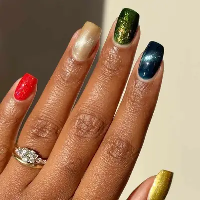 Autumn Velvet Skittle Nails - MYM Beauty Velvet Nails for Fall 