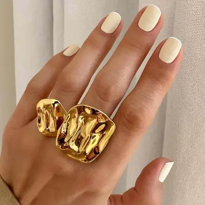 Ivory matte linen nails with white baby French tips