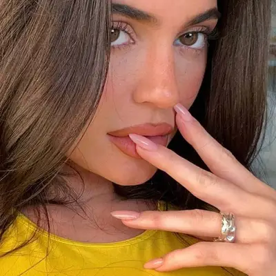 Kylie Jenner with strawberry milk nails on my face