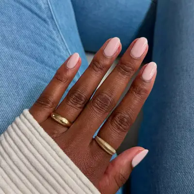 sheer baby pink short nails