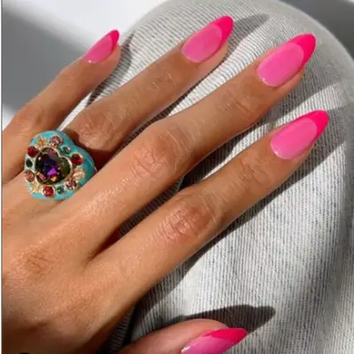 Two-toned pink French jelly nails
