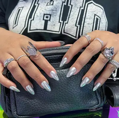 silver chrome nails