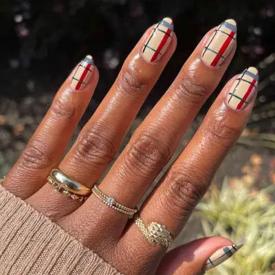 Plaid - MYM Beauty Cream Colored Nails for Fall 