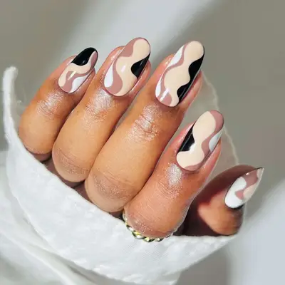Smores Squiggles - MYM Beauty Cream Colored Nails for Fall 