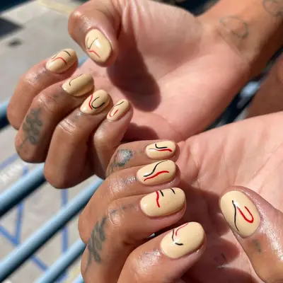 Abstract Lines - MYM Beauty Cream Colored Nails for Fall 