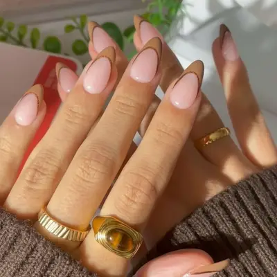 Autumn French Tips - MYM Beauty Cream Colored Nails for Fall 