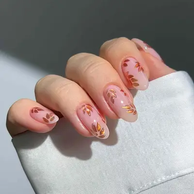 Bronze Leaves - MYM Beauty Cream Colored Nails for Fall 