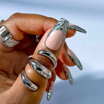 Chrome French - MYM Beauty Cream Colored Nails for Fall 