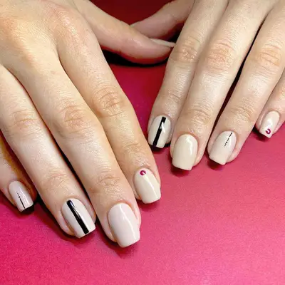 lines and burgundy dots 