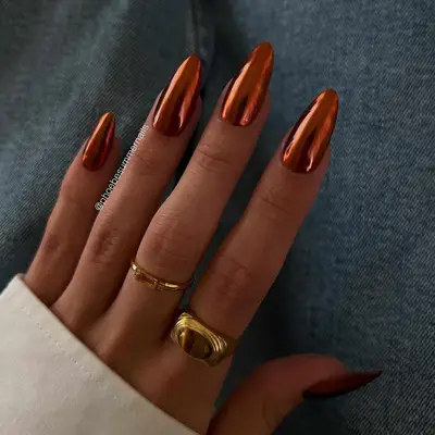 a copper chrome manicure