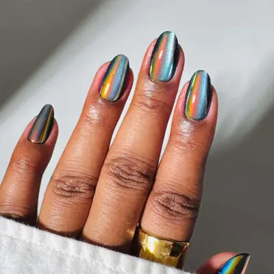 a chrome mirror manicure