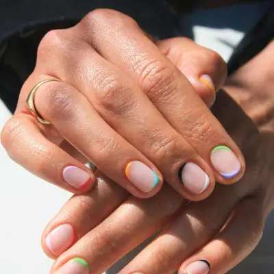 Colorful negative space summer nails