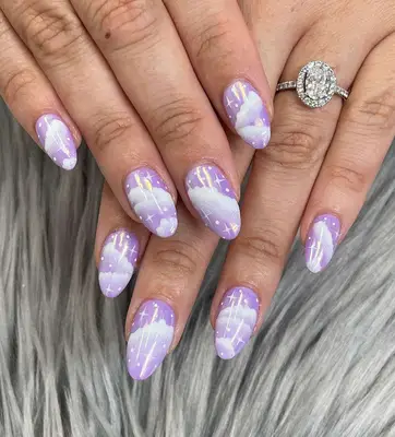 Lavender chrome cloud nails.