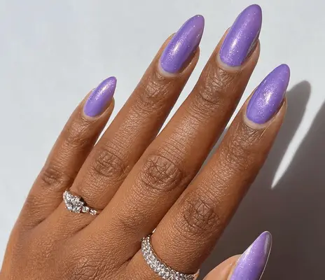 Lavender chrome nails. 