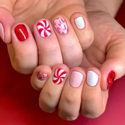 candy cane french manicure