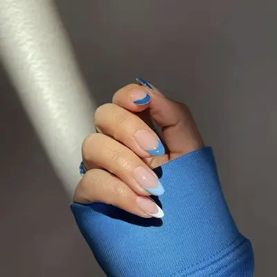gradient blue French tips
