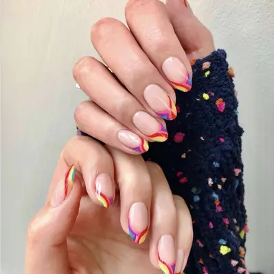 Rainbow french manicure