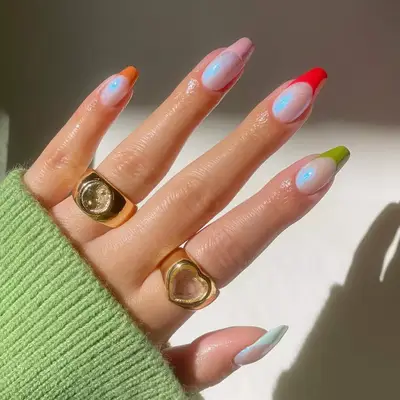 Opal French Skittle Nails - MYM Beauty French Skittle Nails