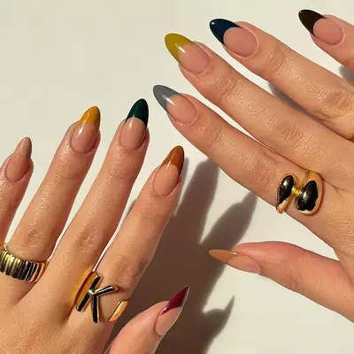 Moody Neutral French Skittle Nails - MYM Beauty French Skittle Nails 