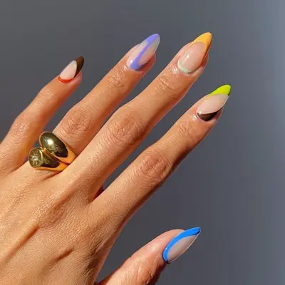 Abstract French Skittle Nails - MYM Beauty French Skittle Nails