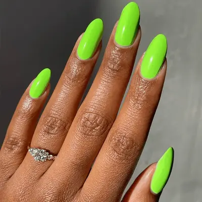solid slime green nails