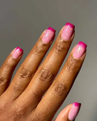 pink glitter French tips 