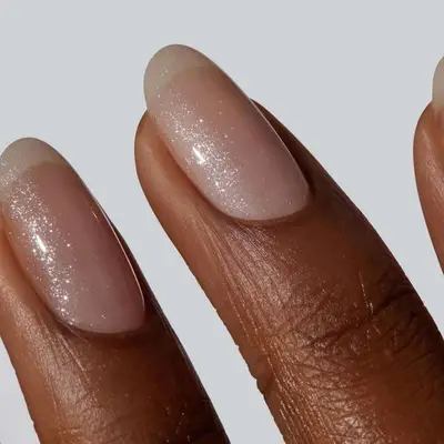 a close up of a gel manicure with a subtle shimmer