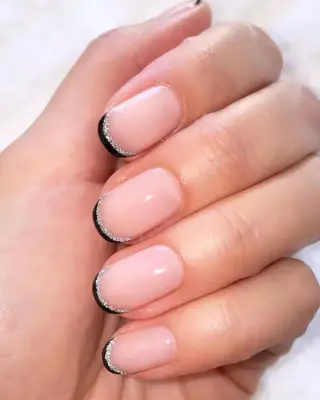 Black and Silver Double French Manicure