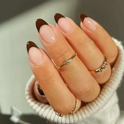 brown french manicure