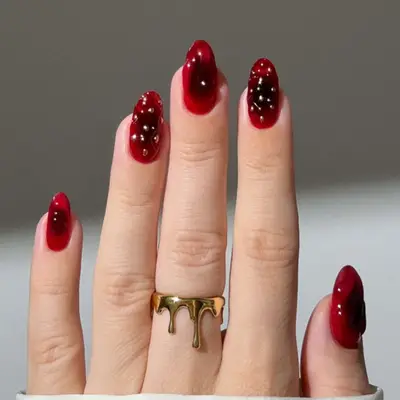 Jelly Pomegranate Aura Nails