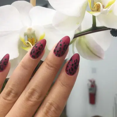 Black and red leopard print nails