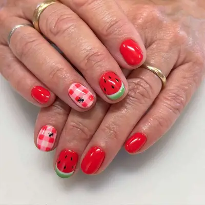 Watermelon Picnic Nails