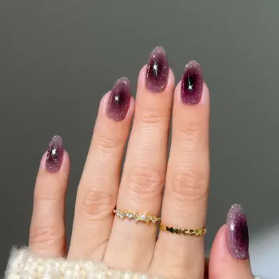Velvet Plum Aura Nails - MYM Beauty Plum Nail Ideas