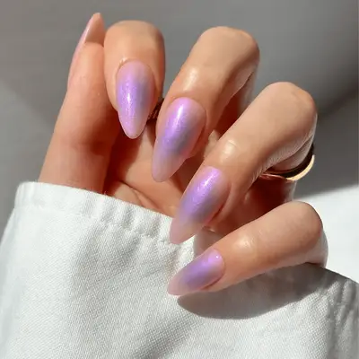 lilac aura nails