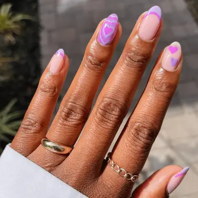 lilac mismatched manicure