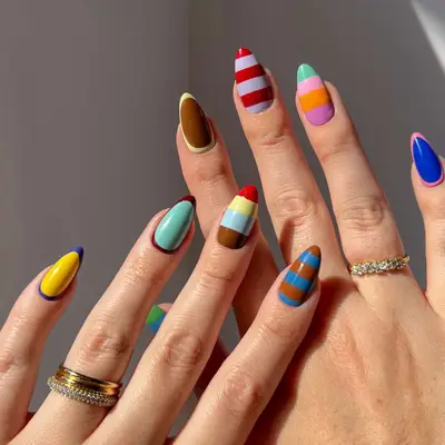 Color Block Mix-n-Match Nails - MYM Beauty January Nail Ideas