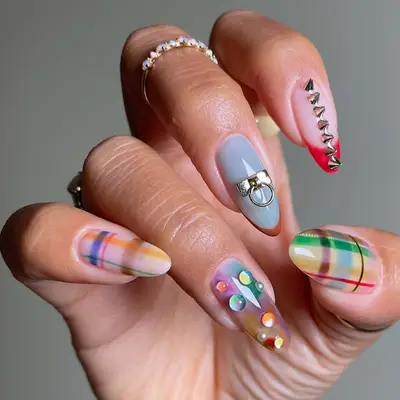 Mix-n-Match Plaid Nails - MYM Beauty January Nail Ideas
