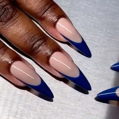 Cobalt French Tips - MYM Beauty January Nail Ideas