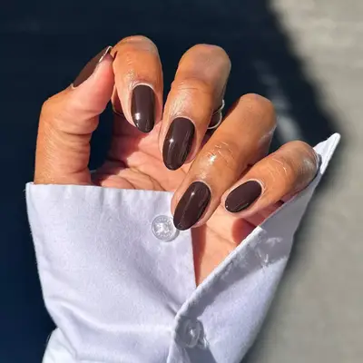 solid dark rich brown nails